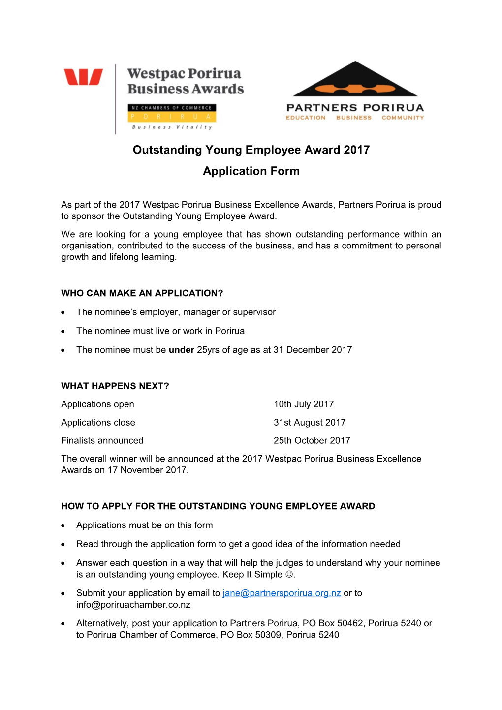 Outstanding Young Employee Award 2017