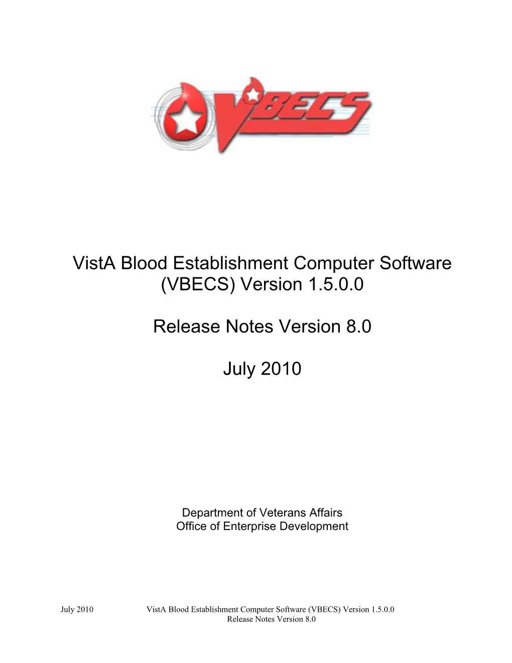 VBECS Release Notes