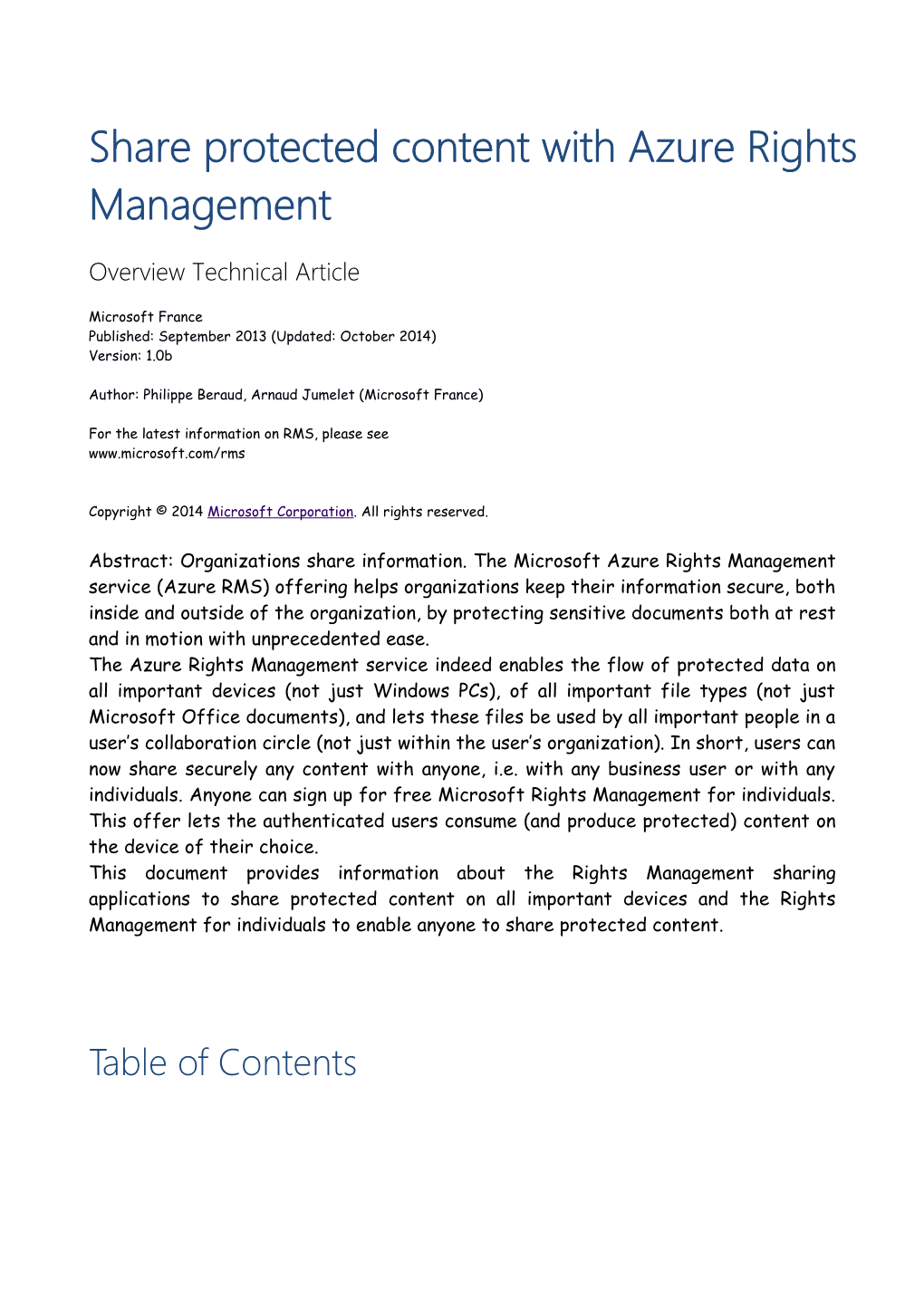 Share Protected Content with Azure Rights Management