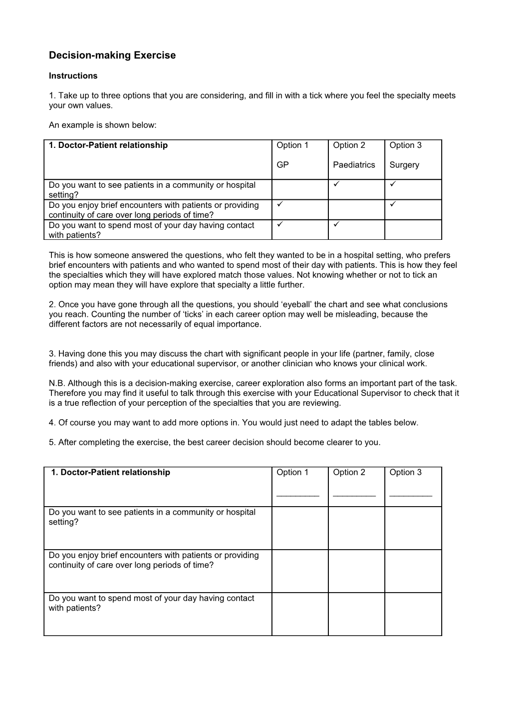 Decision-Making Exercise