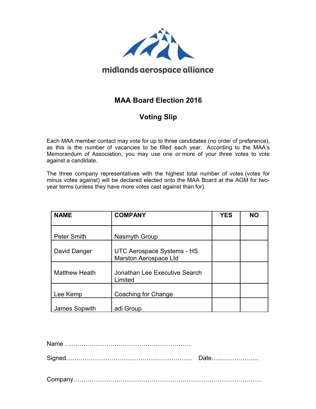 MAA Board Election 2016
