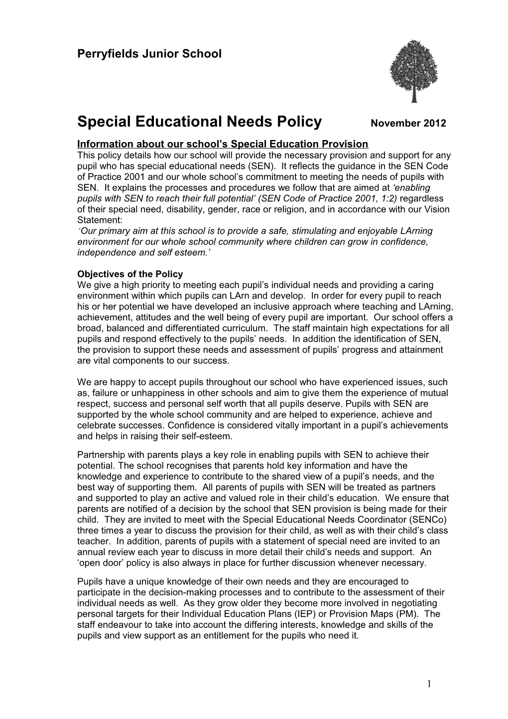 Special Educational Needs Policy s1