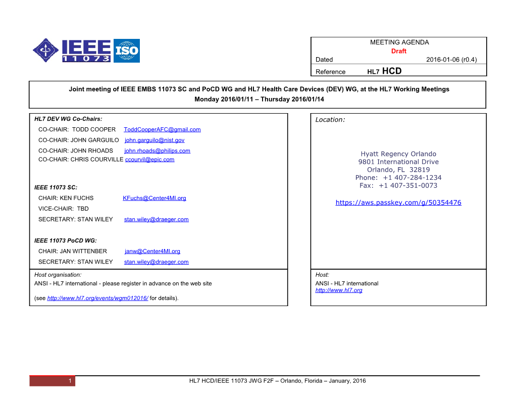 IEEE 11073 / HL7 2014-01 San Antonio Meeting Agenda s4