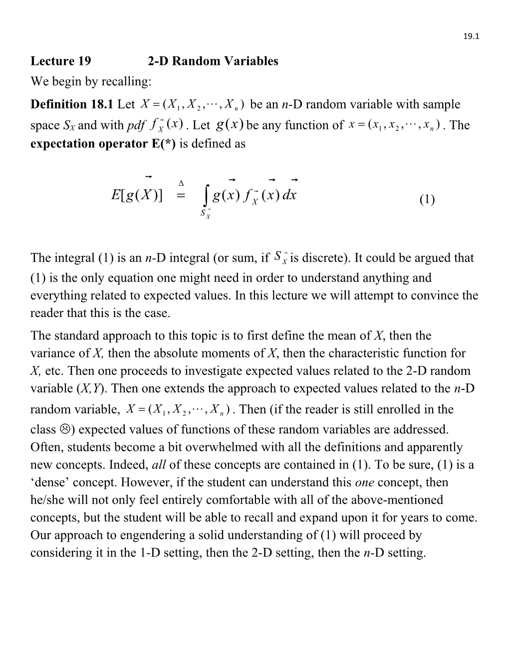 Lecture 19 2-D Random Variables