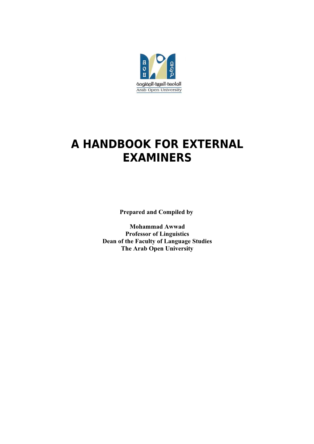 A Handbook for External Examiners