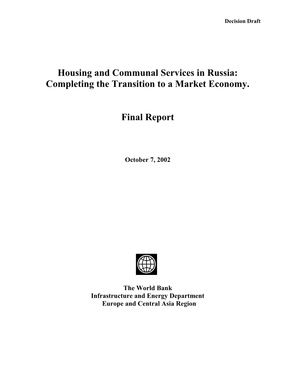 Housing and Communal Services in Russia