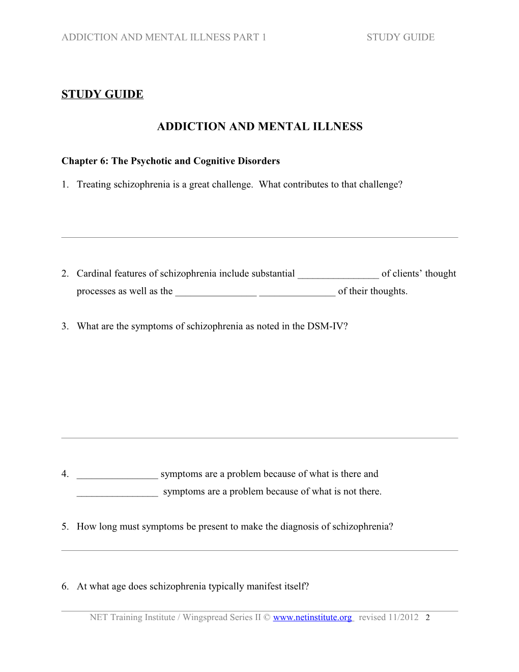 Addiction and Mental Illness Part 1 Study Guide s1