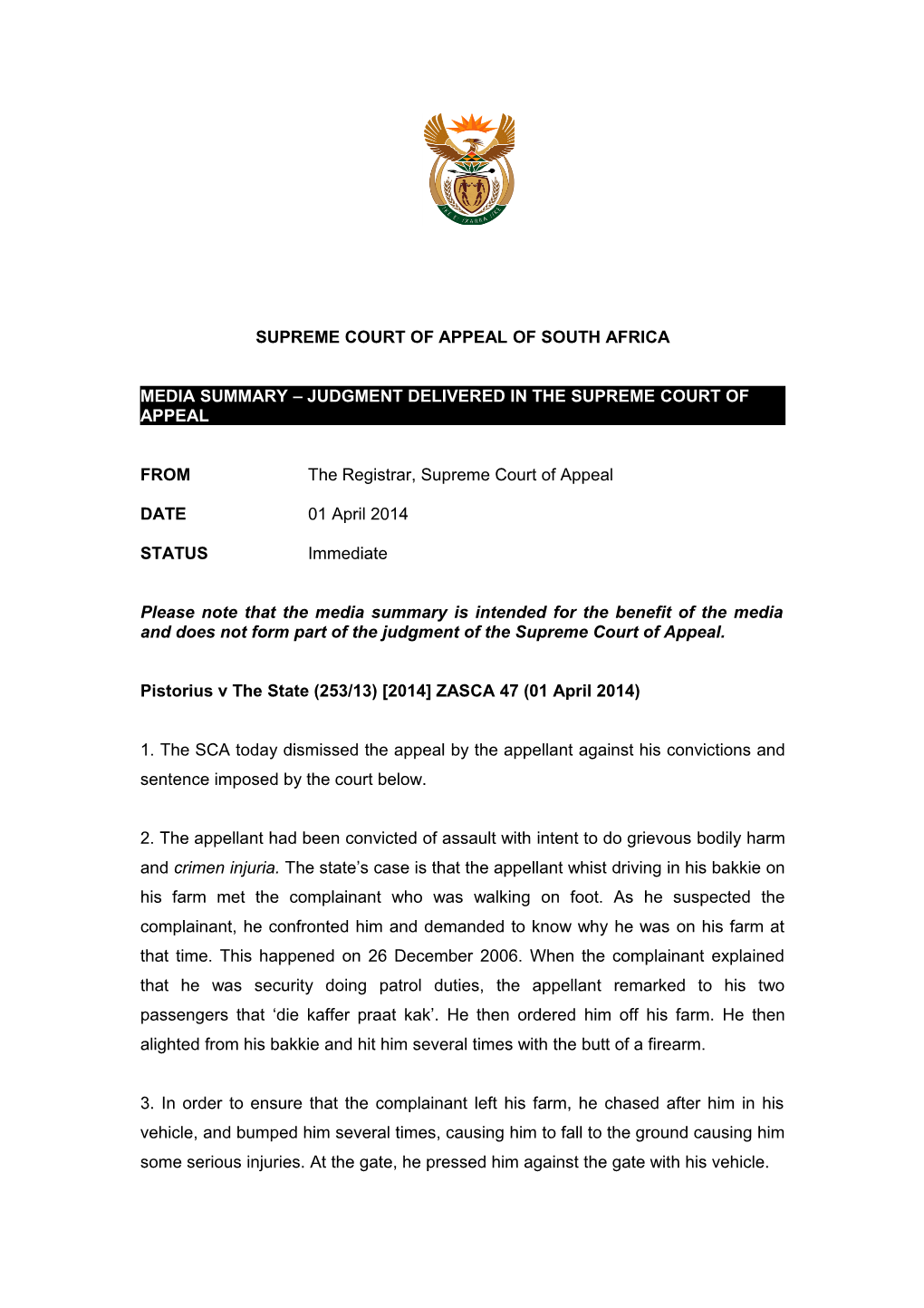 Supreme Court of Appeal of South Africa s1