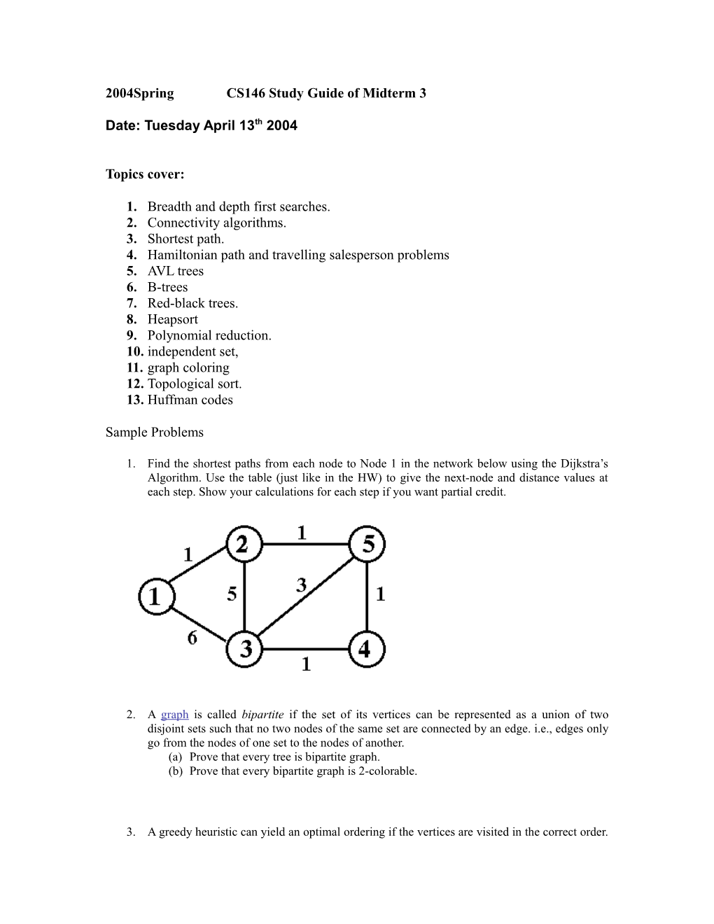 2004Spring CS146 Study Guide of Midterm 3