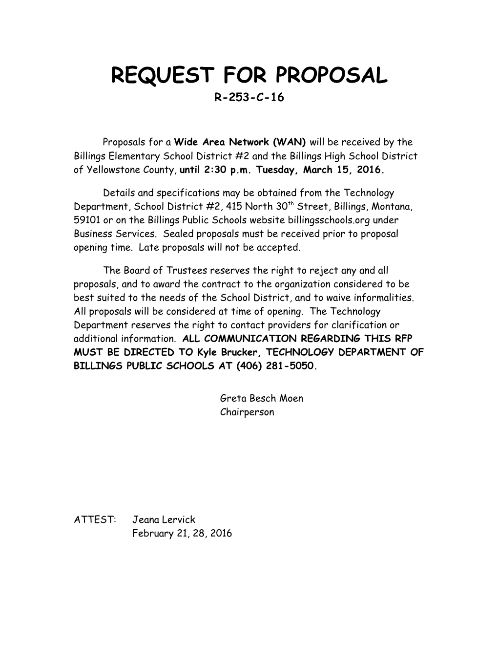 Request for Proposal s69