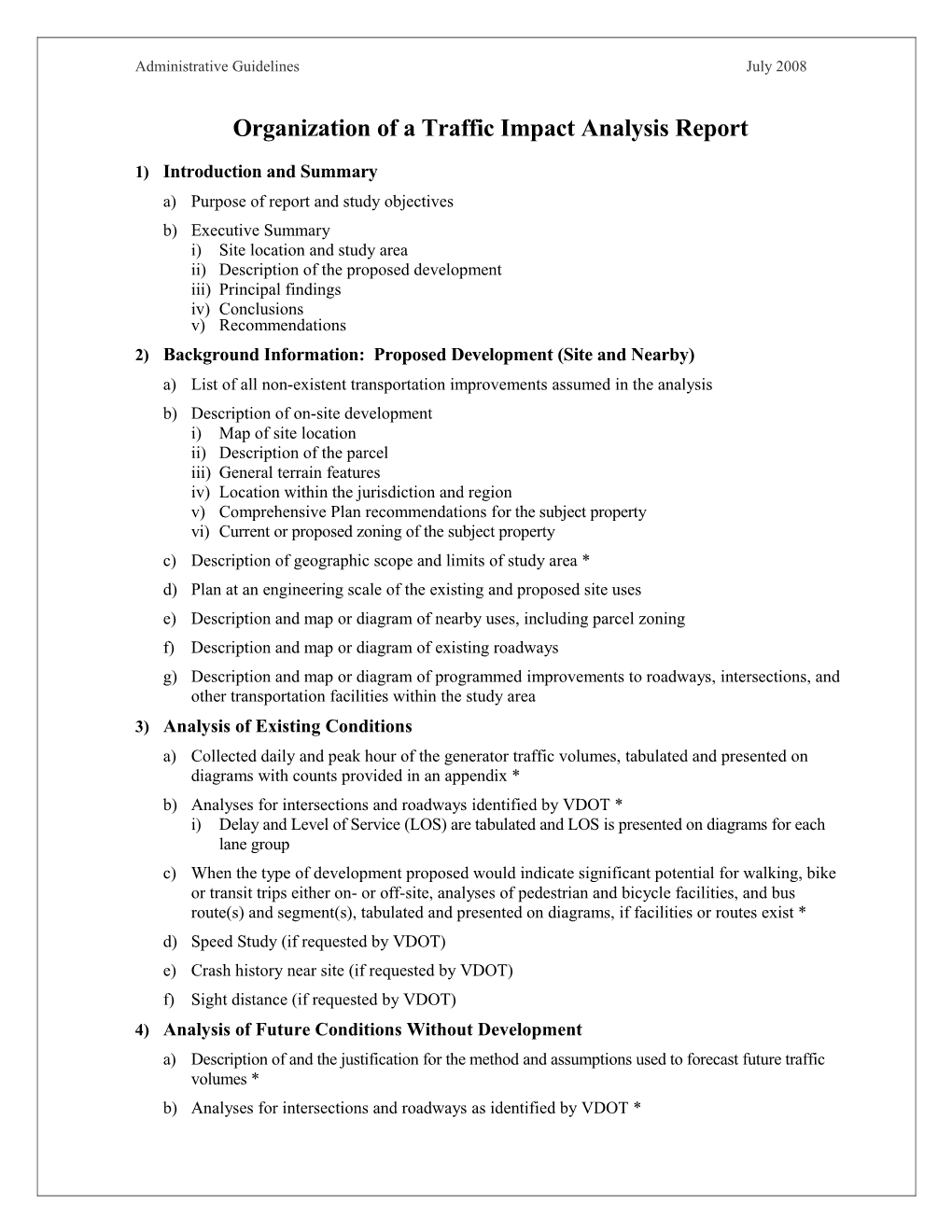 Guidelines for Traffic Analysis