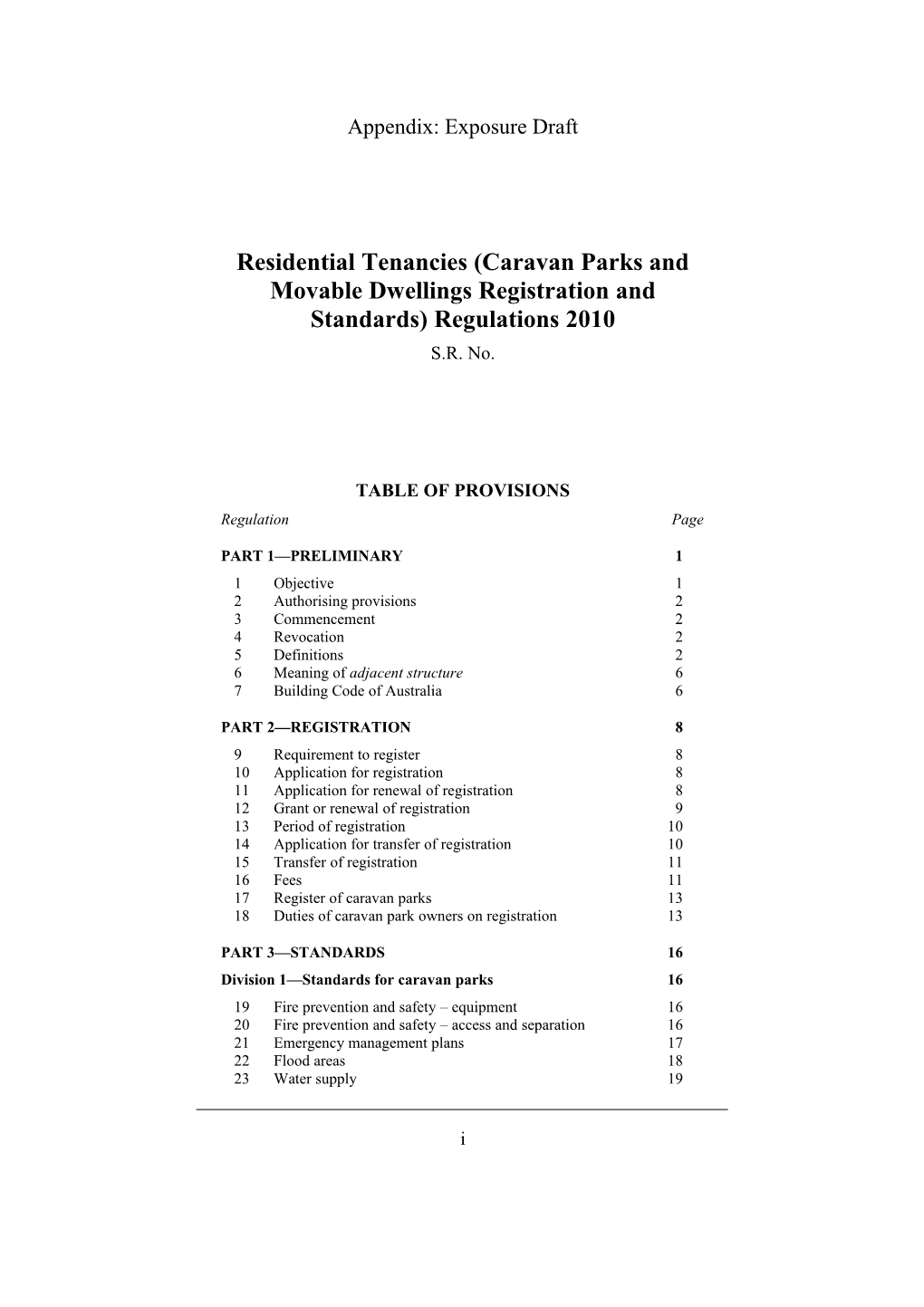 Residential Tenancies (Caravan Parks and Movable Dwellings Registration and Standards)