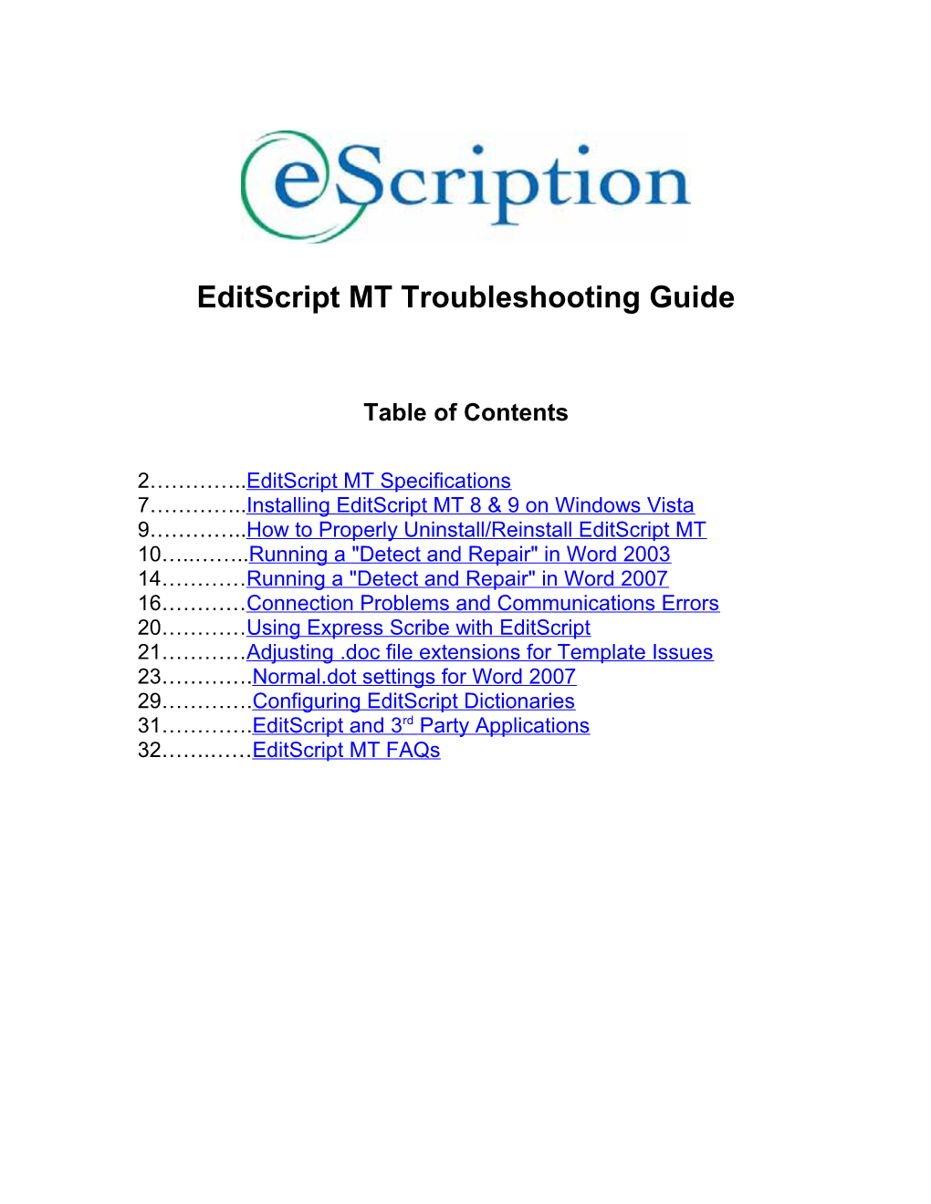 Editscriptmt Troubleshooting Guide