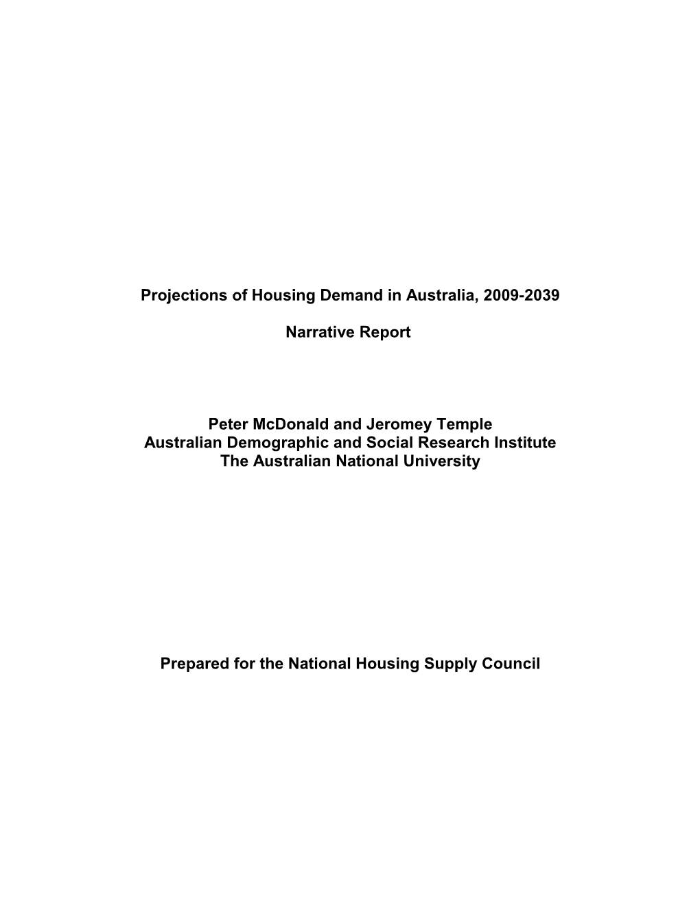 Projections of Housing Demand in New South Wales, 2006-2021