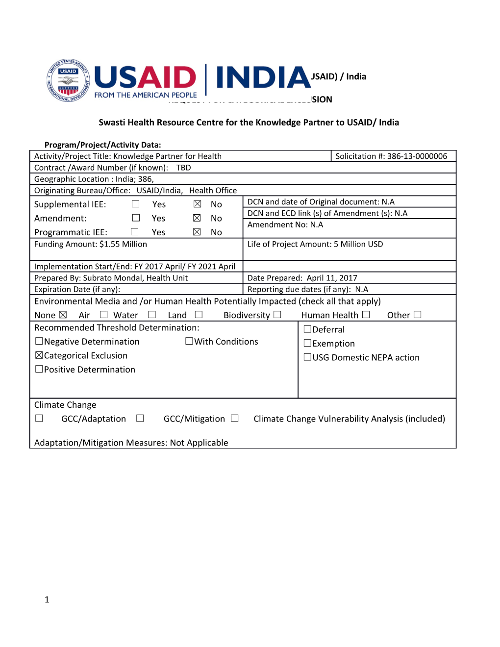 US Agency for International Development (USAID) / India