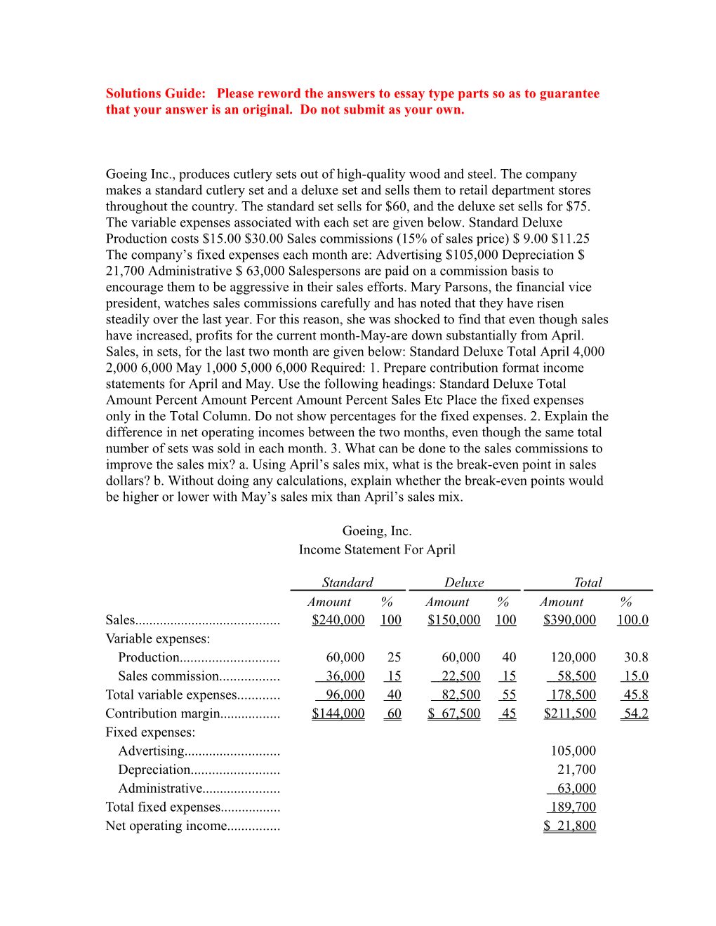 Solutions Guide: Please Reword the Answers to Essay Type Parts So As to Guarantee That s4