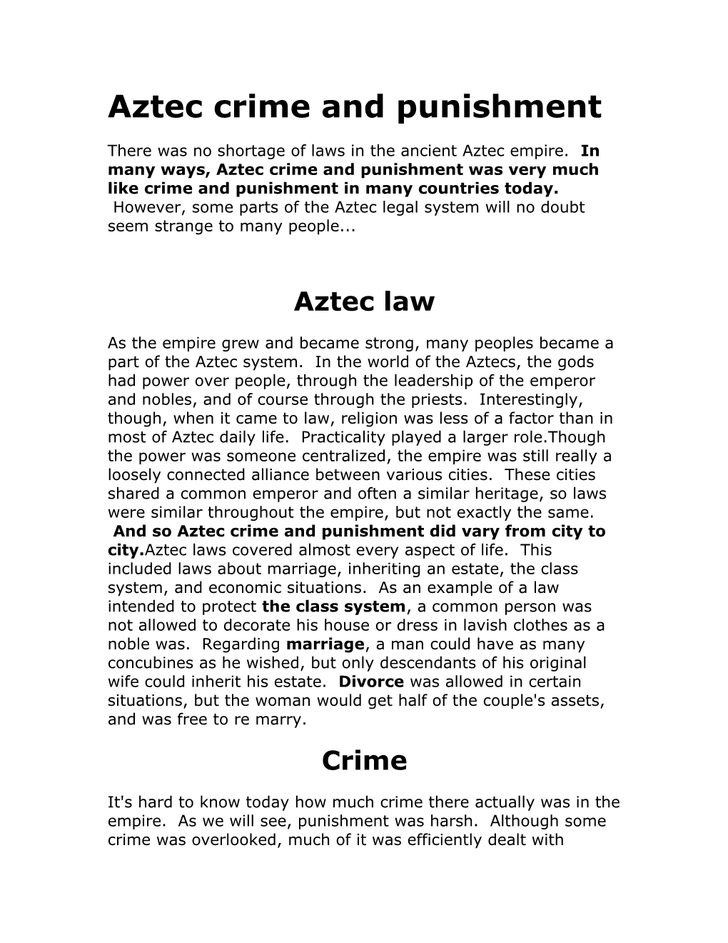 Aztec Crime and Punishment