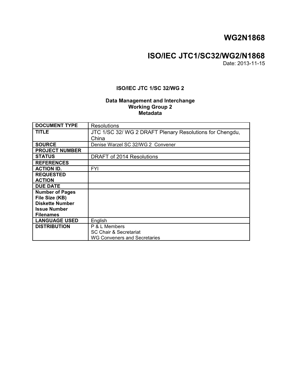 SC 32/WG Resulutions Template