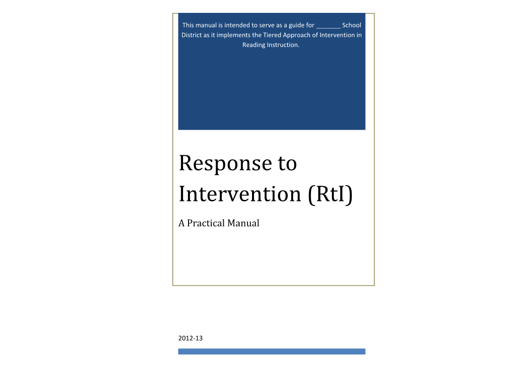 Reponse to Intervention (Rti)