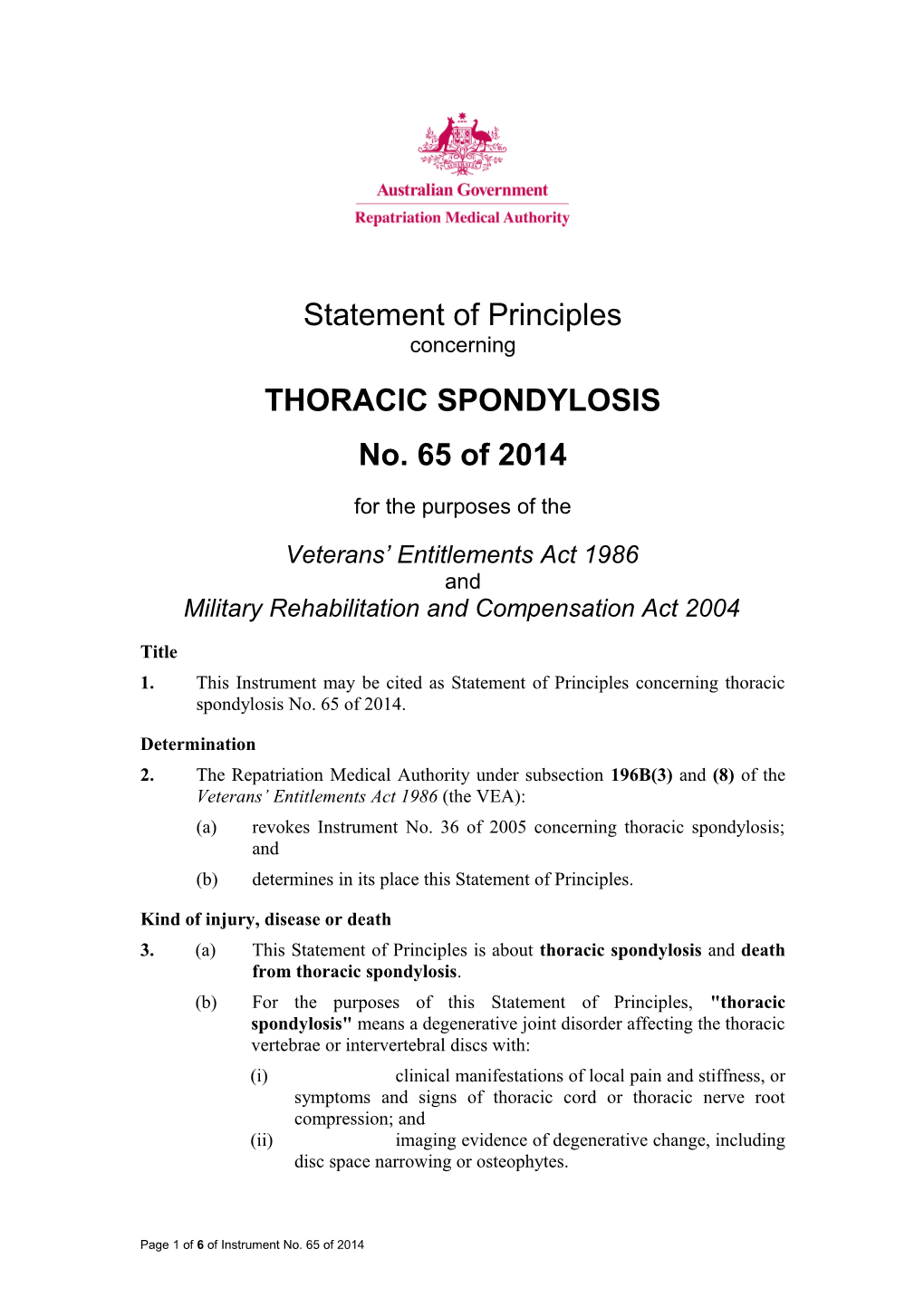 Thoracic Spondylosis
