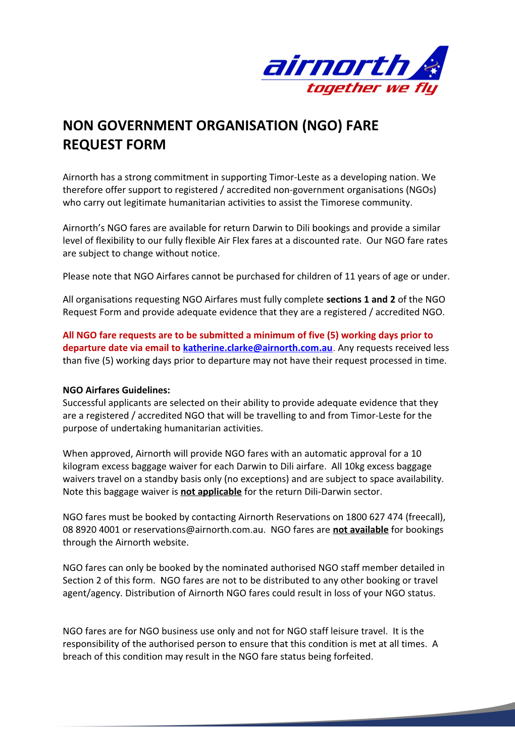 Non Government Organisation (Ngo) Fare