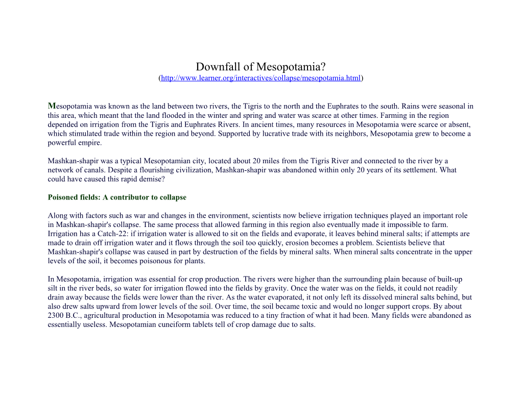 Downfall of Mesopotamia