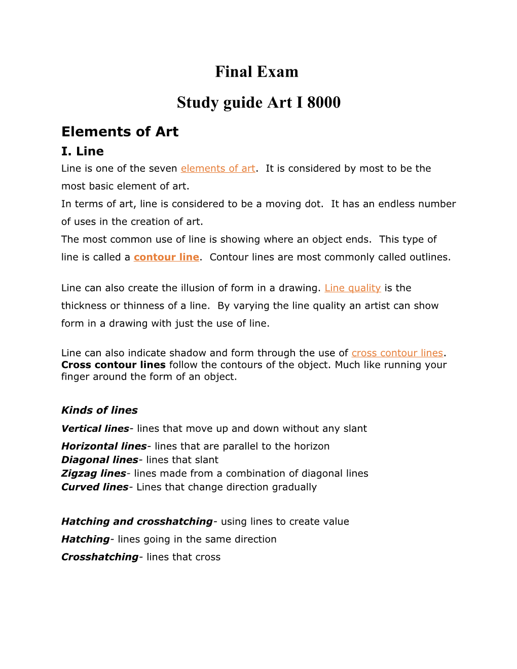 Study Guide Art I 8000
