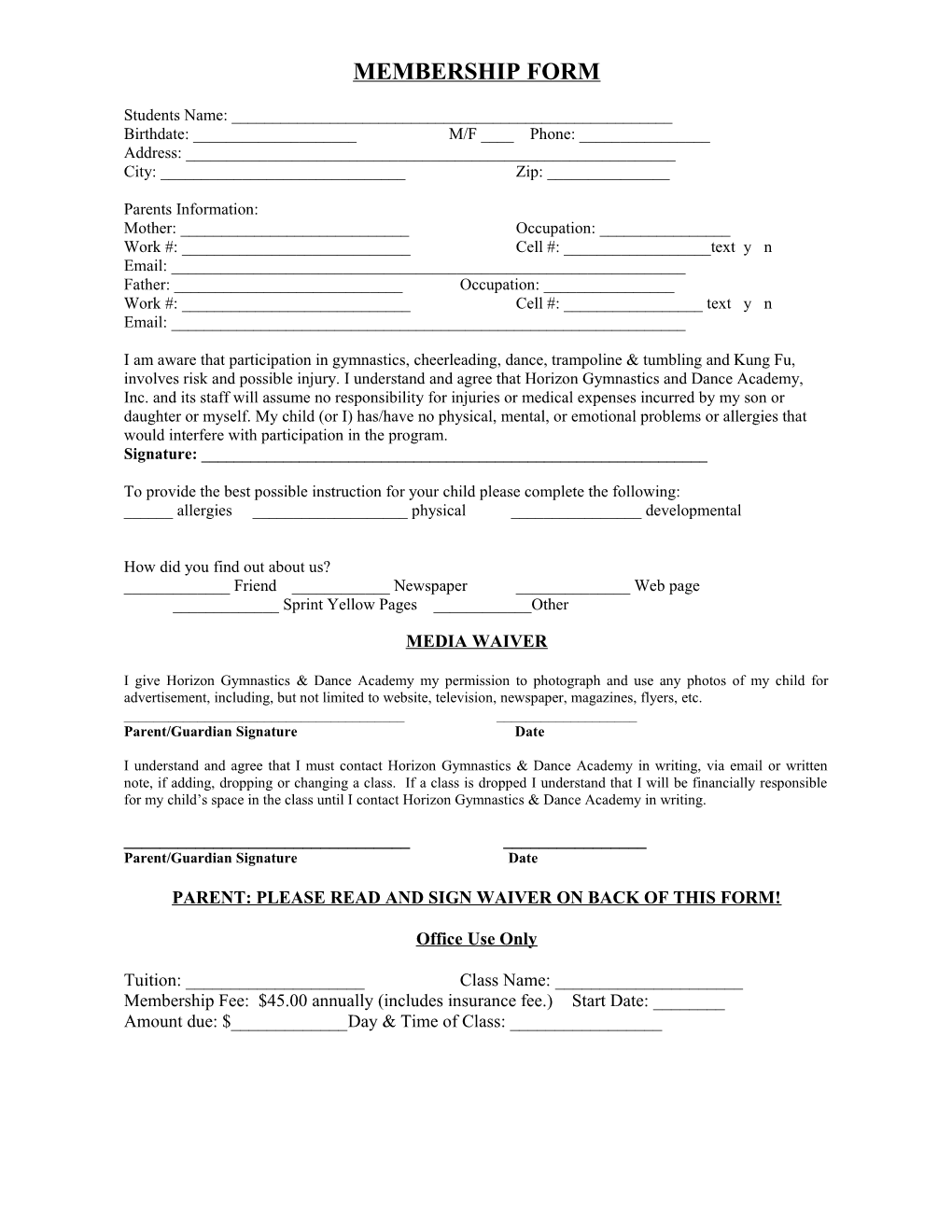 Membership Form