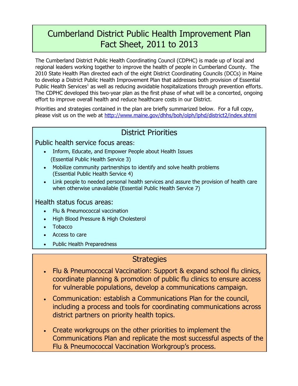 Penquis District Public Health Improvement Plan