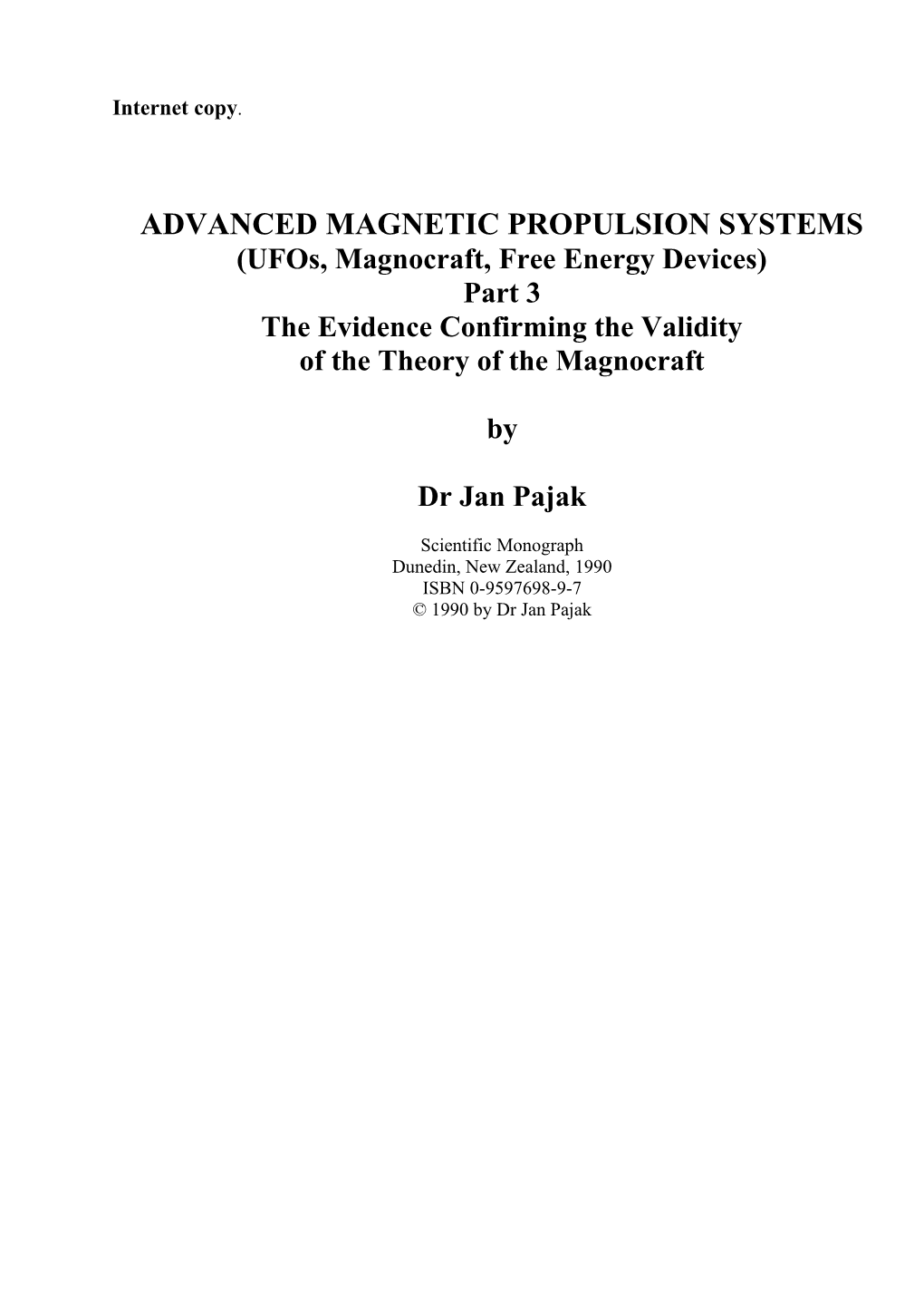 Advanced Magnetic Propulsion Systems
