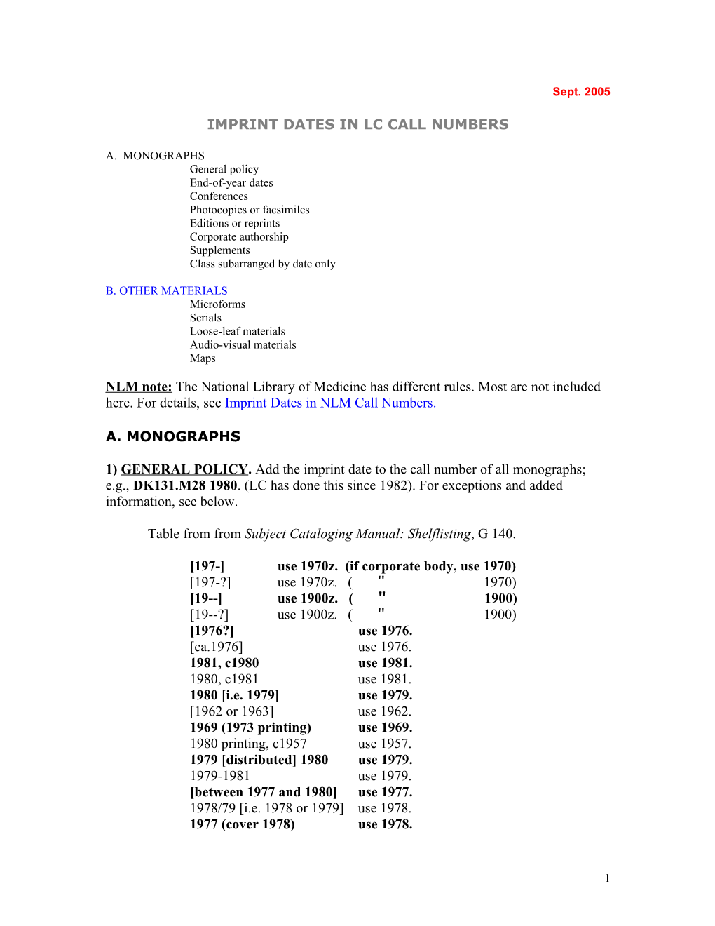 Imprint Dates in Lc Call Numbers