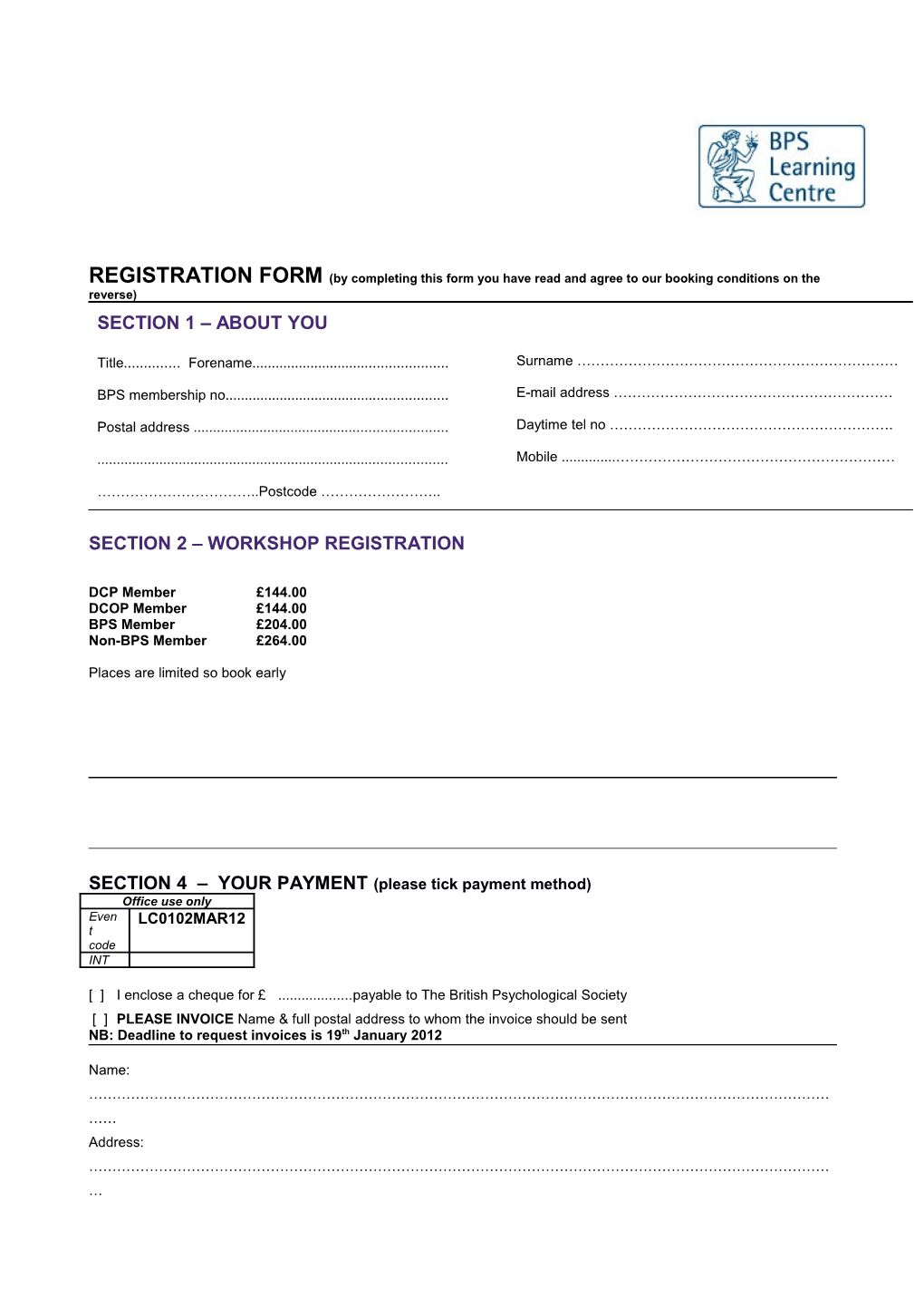 REGISTRATION FORM (By Completing This Form You Have Read and Agree to Our Booking Conditions