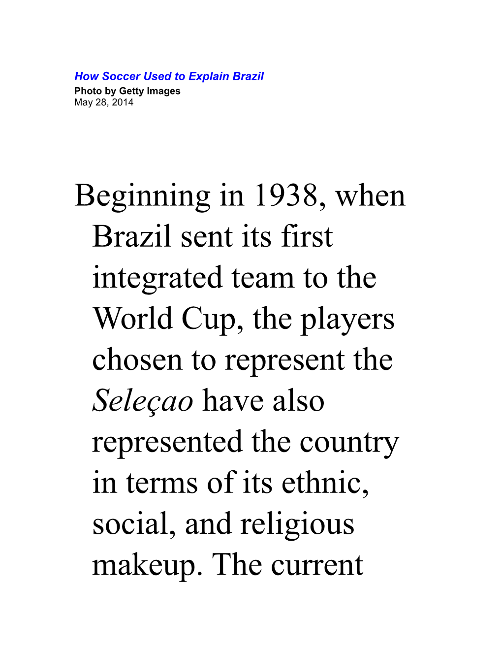 How Soccer Used to Explain Brazil