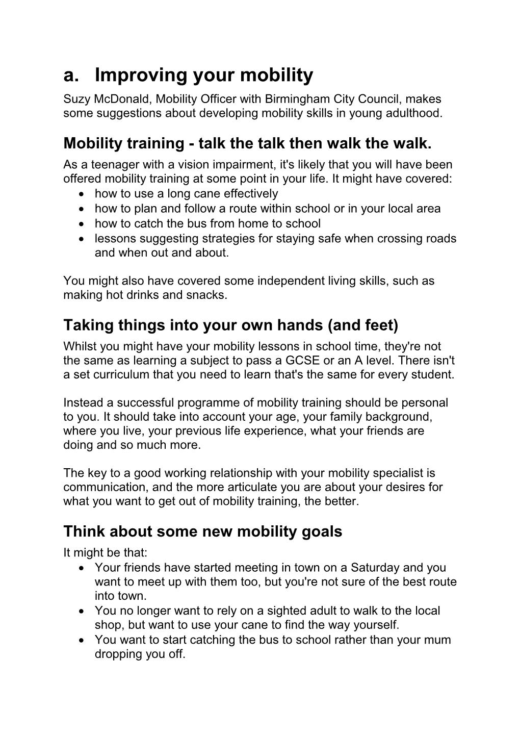 Mobility Training - Talk the Talk Then Walk the Walk