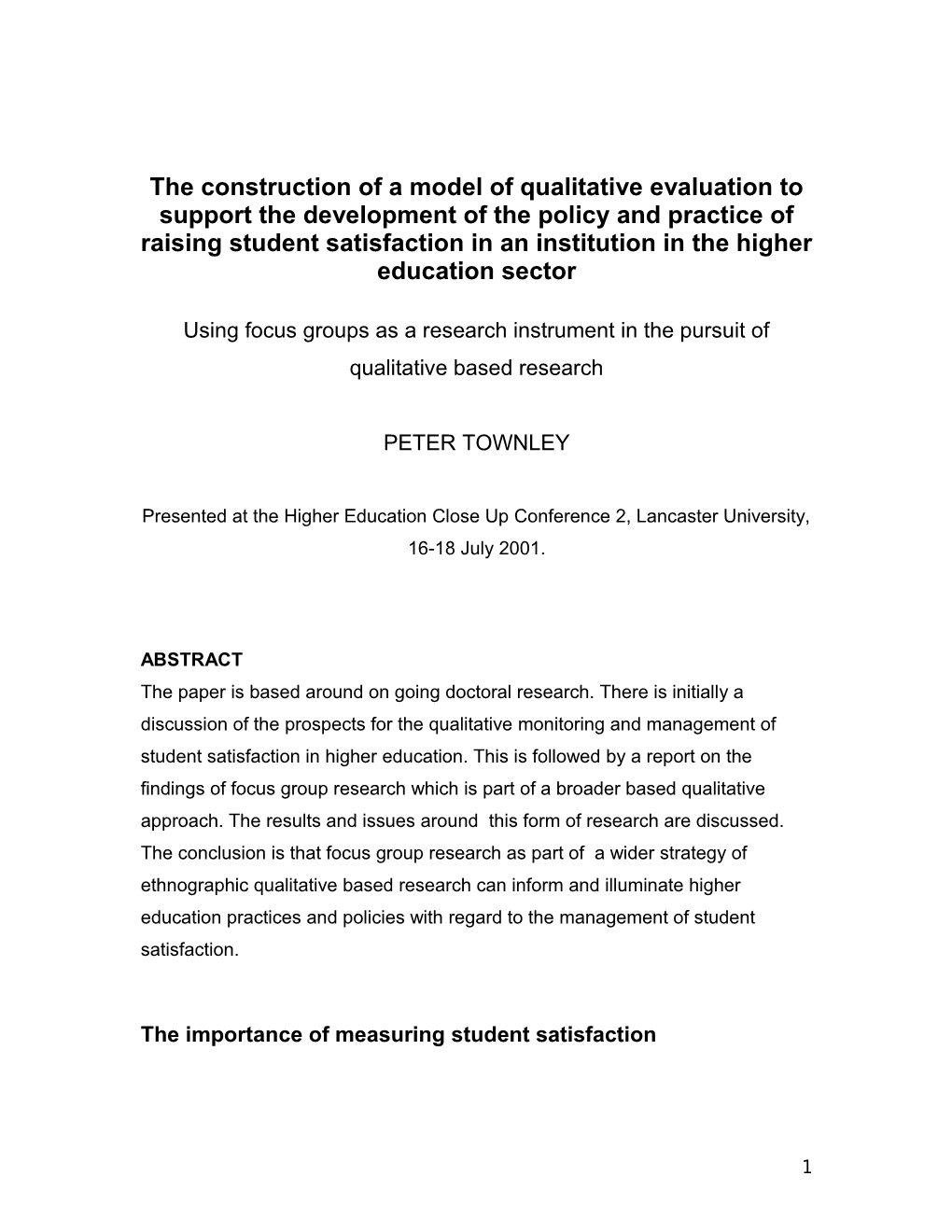 This Study Is About the Monitoring and Management of Student Satisfaction in a College