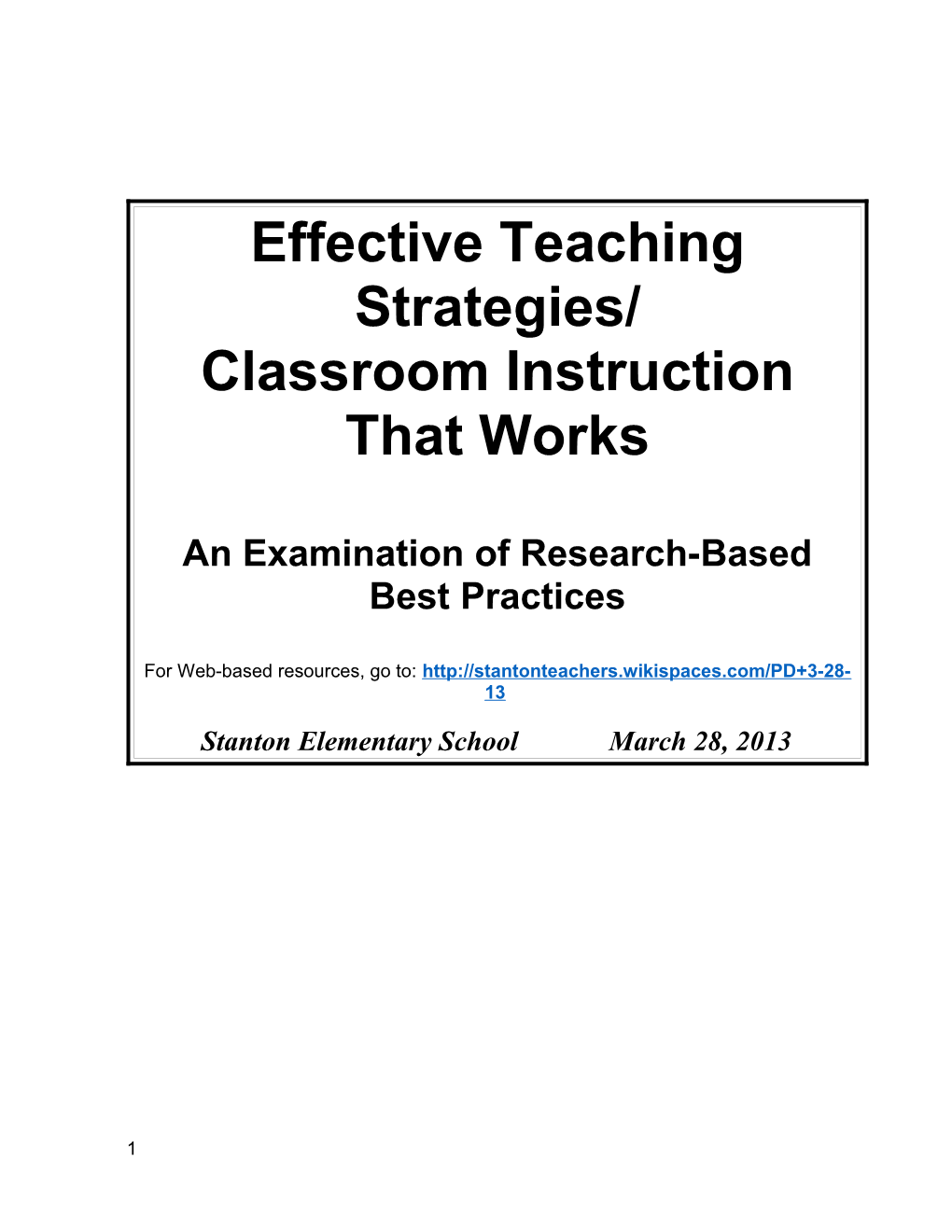 Effective Teaching Strategies s1