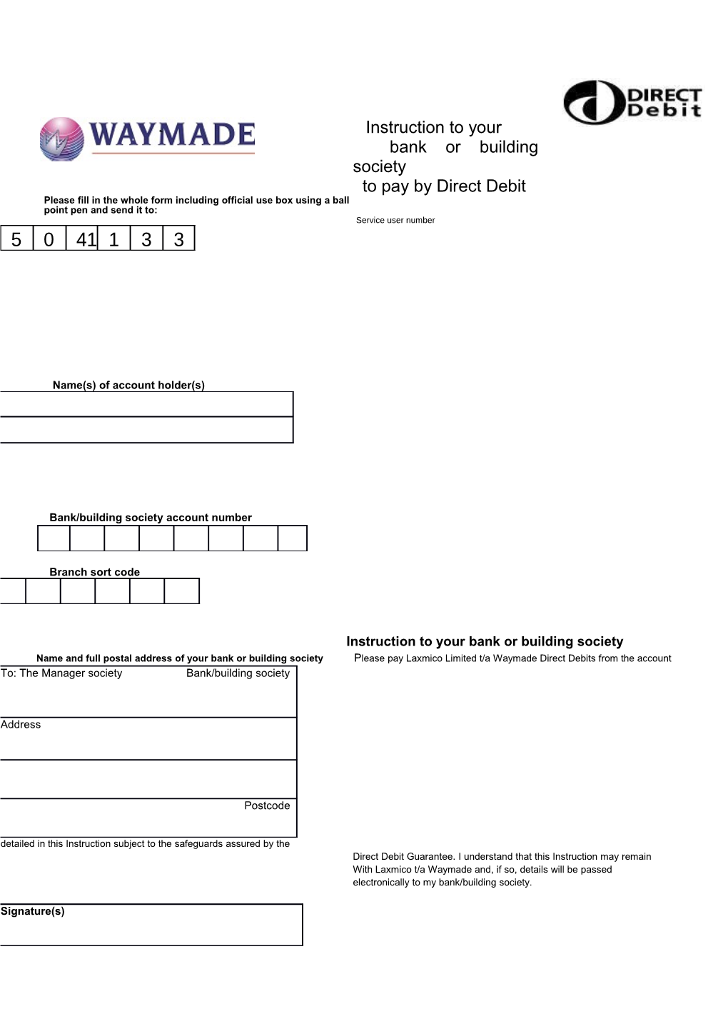 Please Fill in the Whole Form Including Official Use Box Using a Ball