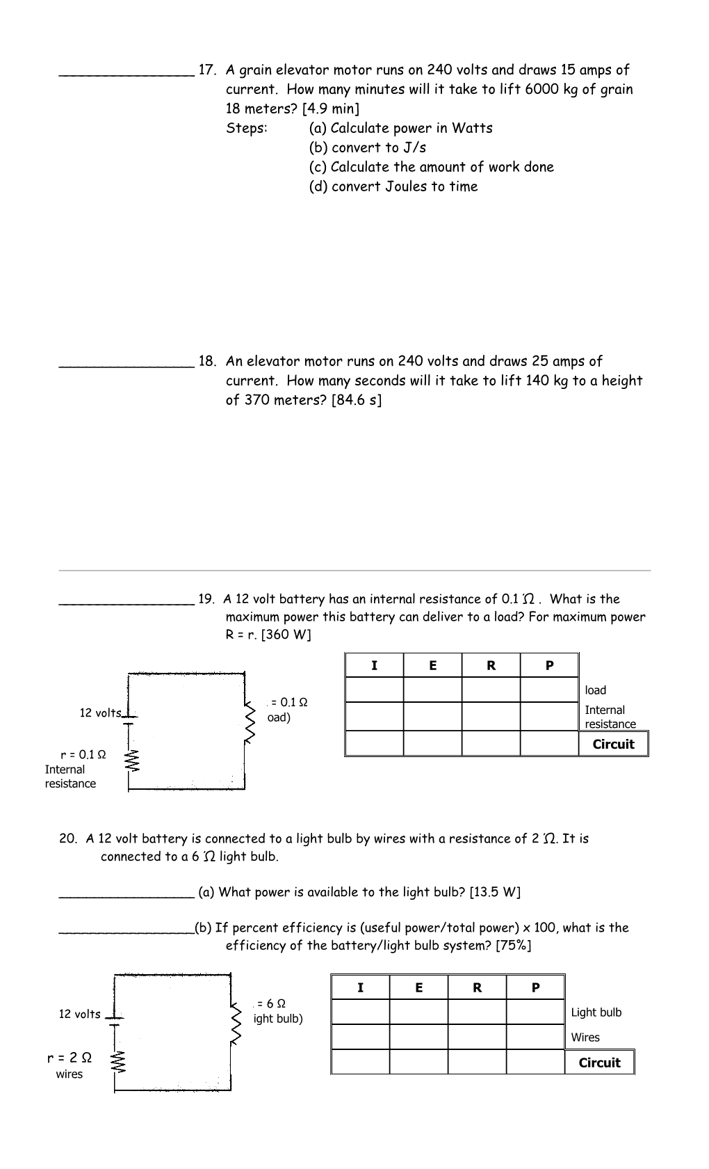 CW 13: Electric Power Practice Test