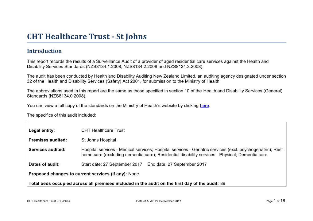 CHT Healthcare Trust - St Johns