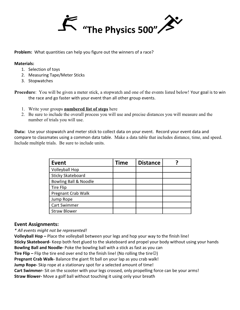 Problem: What Quantities Can Help You Figure out the Winners of a Race?