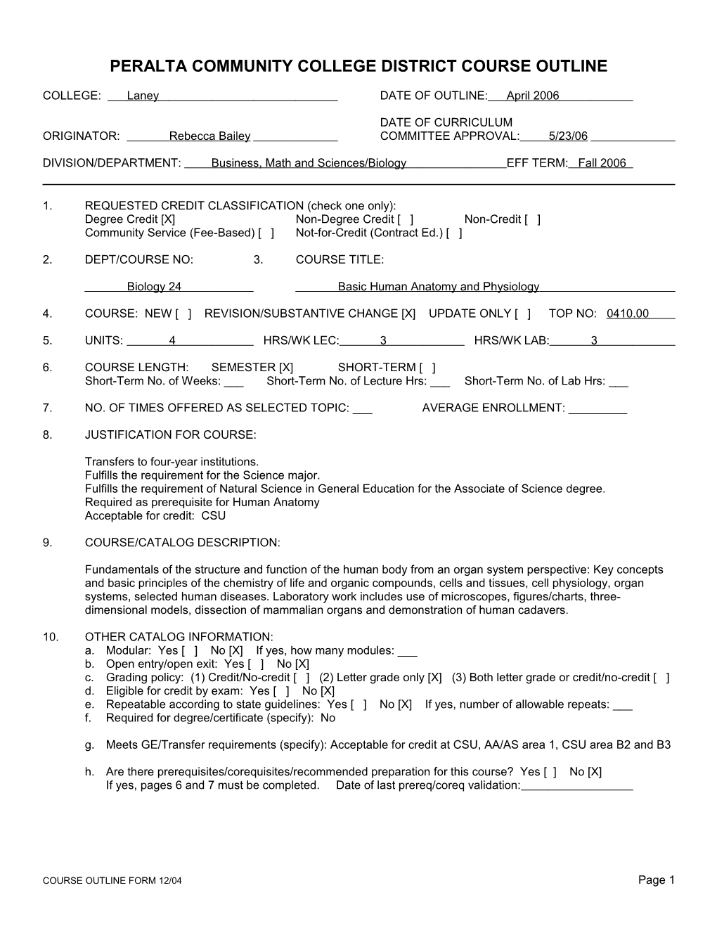 Peralta Community College District Course Outline s5