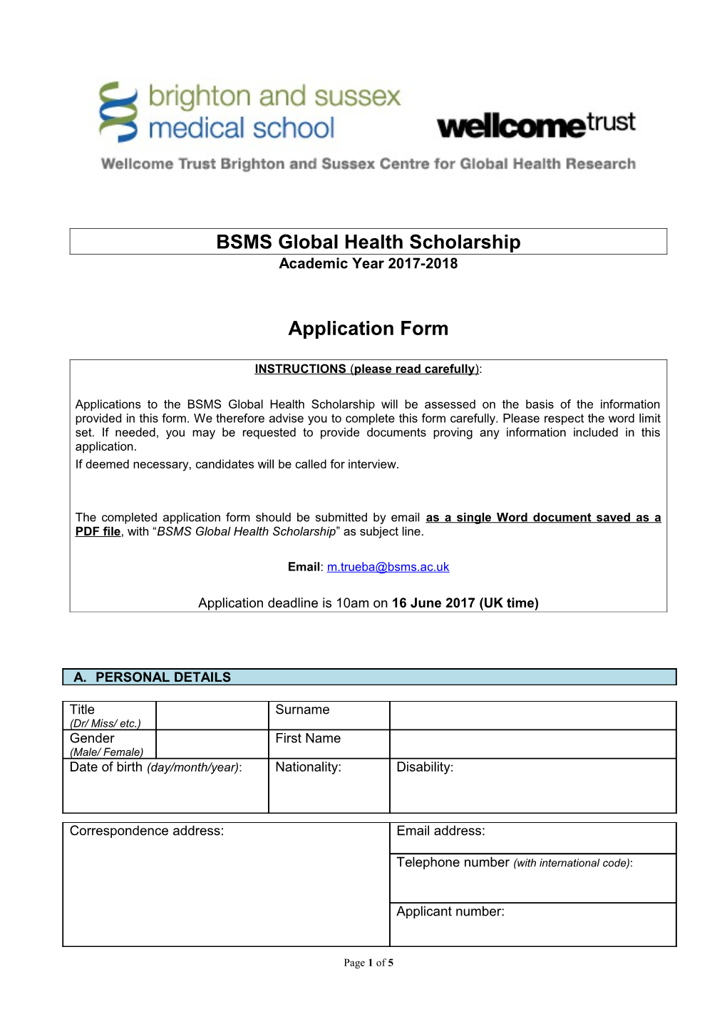 BSMS Global Health Scholarship