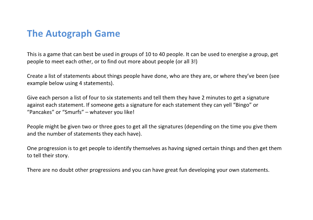 The Autograph Game