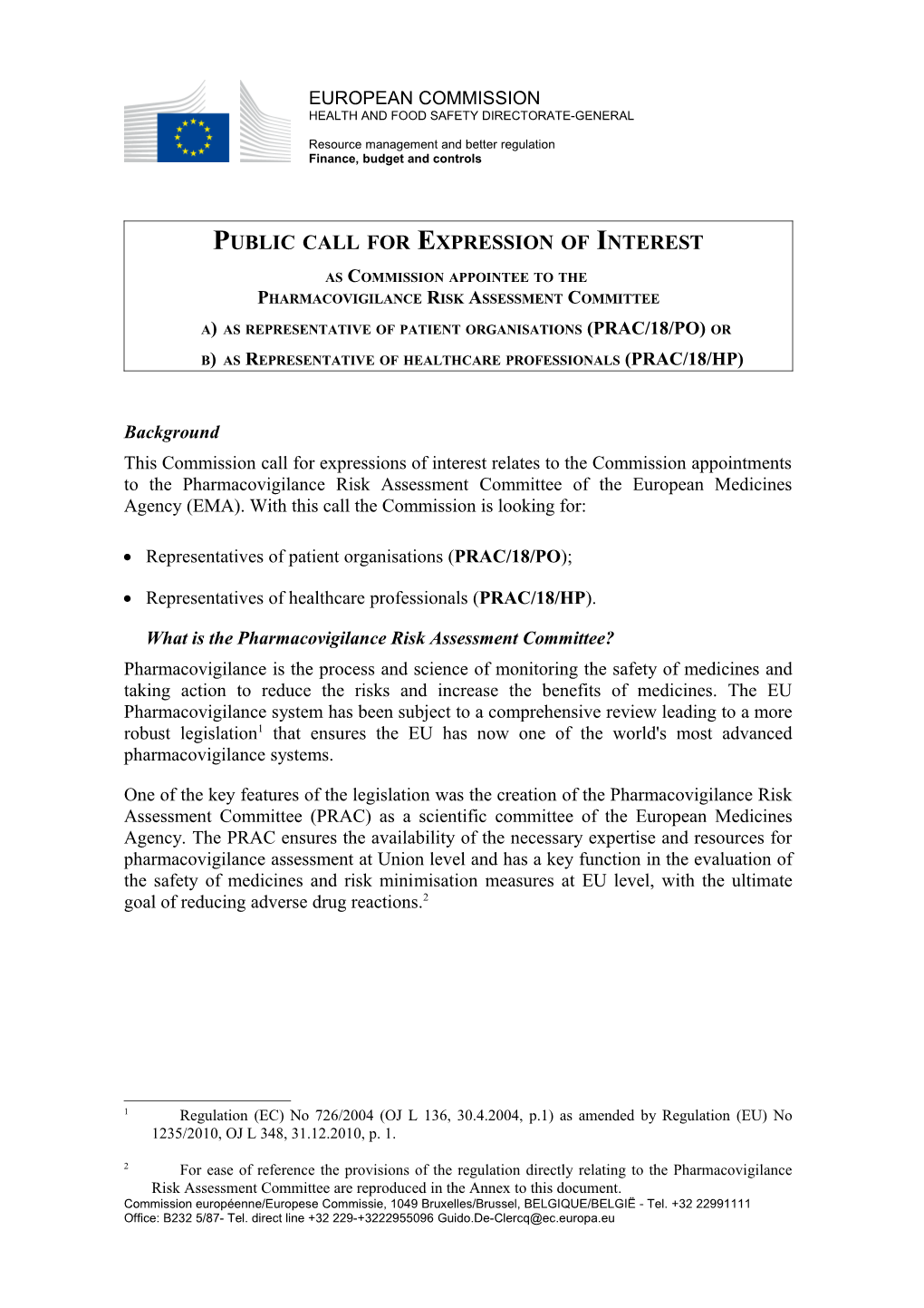 Public Call for Expression of Interest