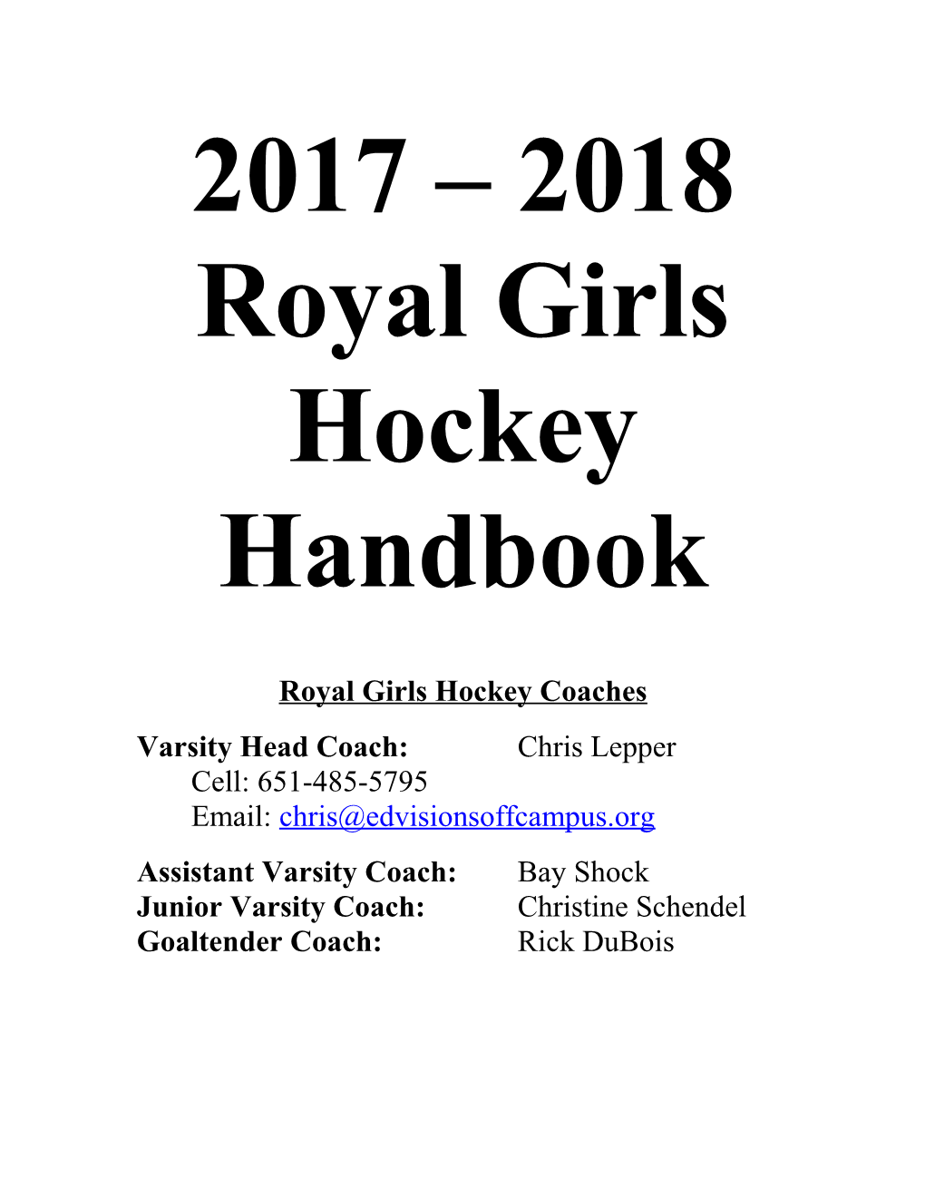 Royal Girls Hockey Coaches