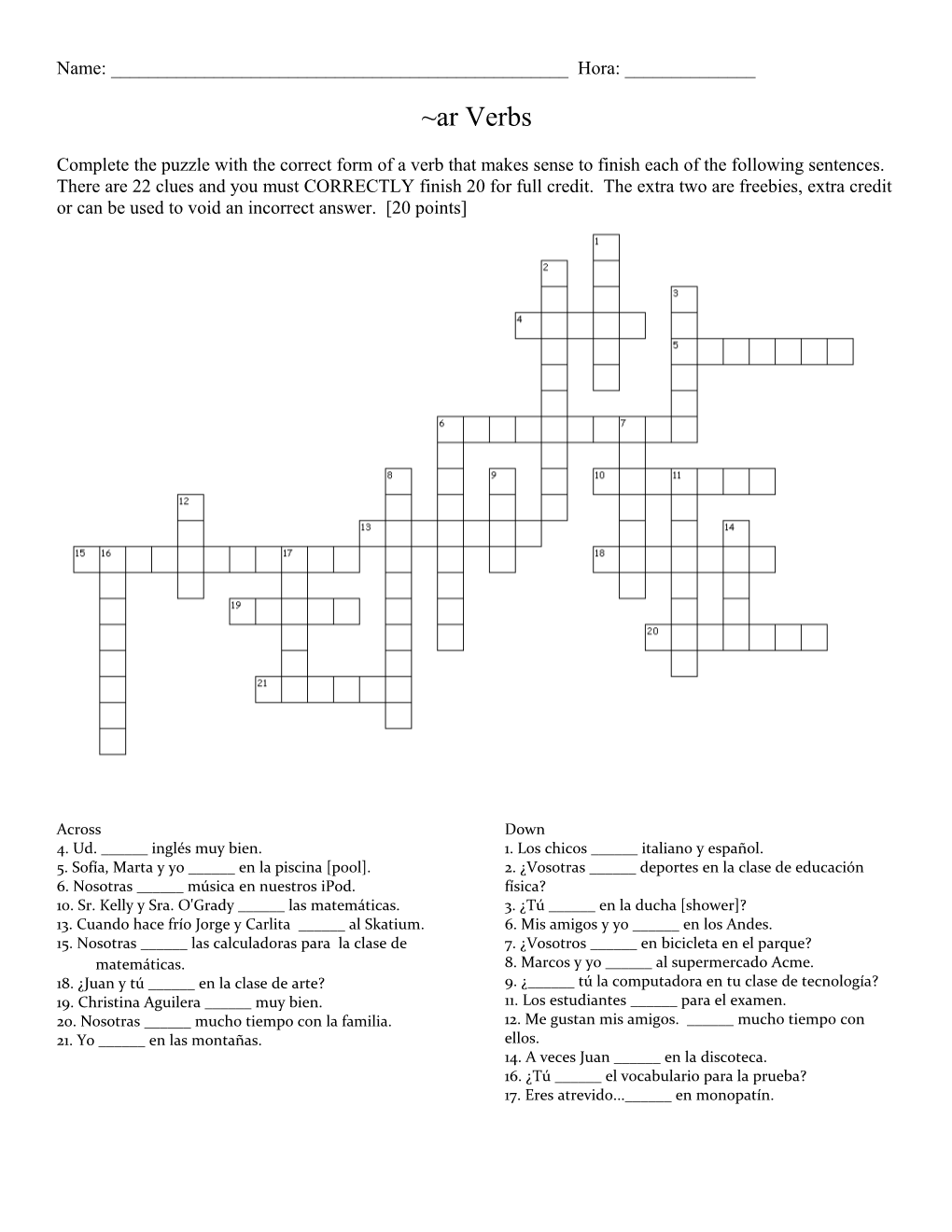 Complete the Puzzle with the Correct Form of a Verb That Makes Sense to Finish Each Of