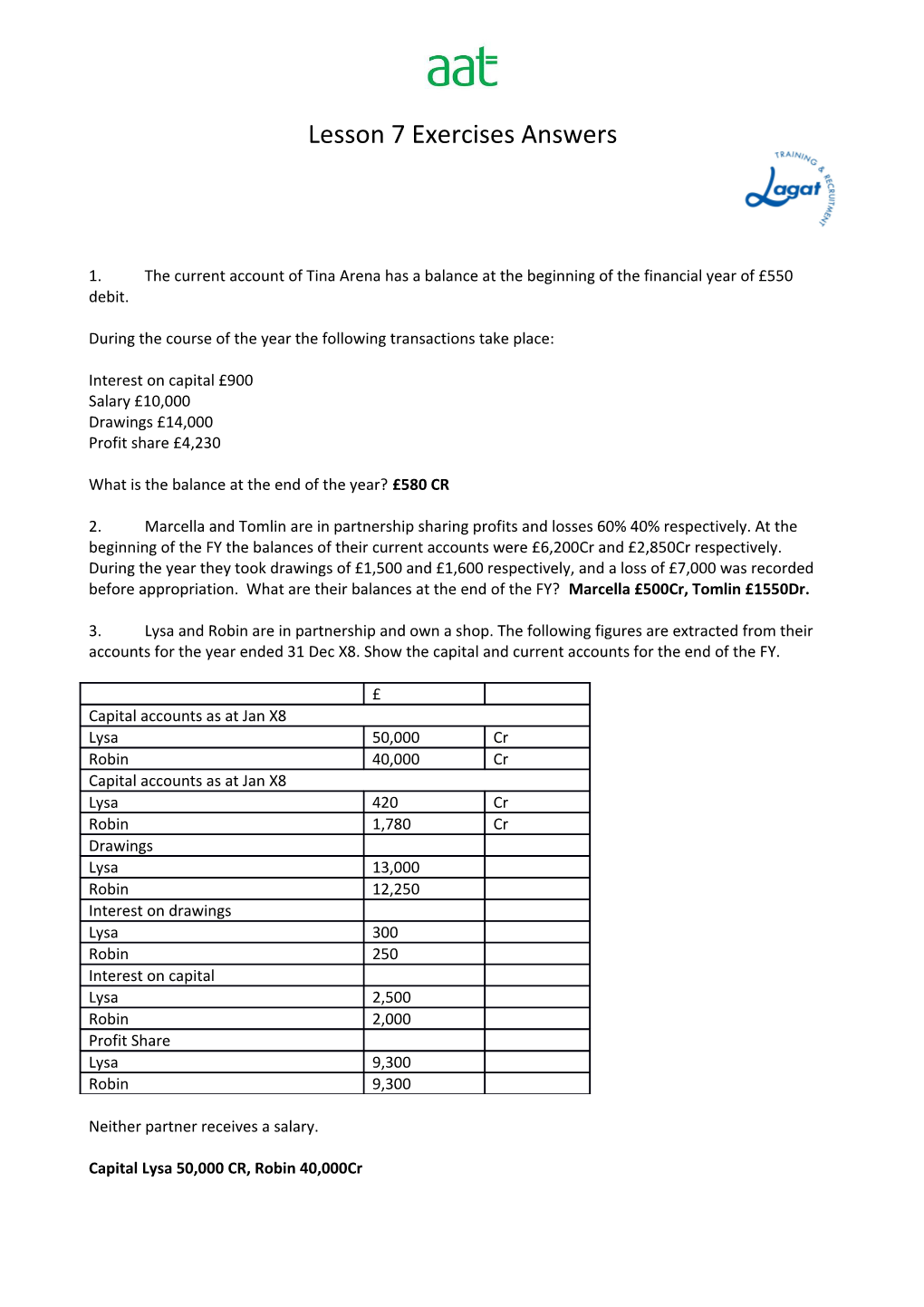 During the Course of the Year the Following Transactions Take Place