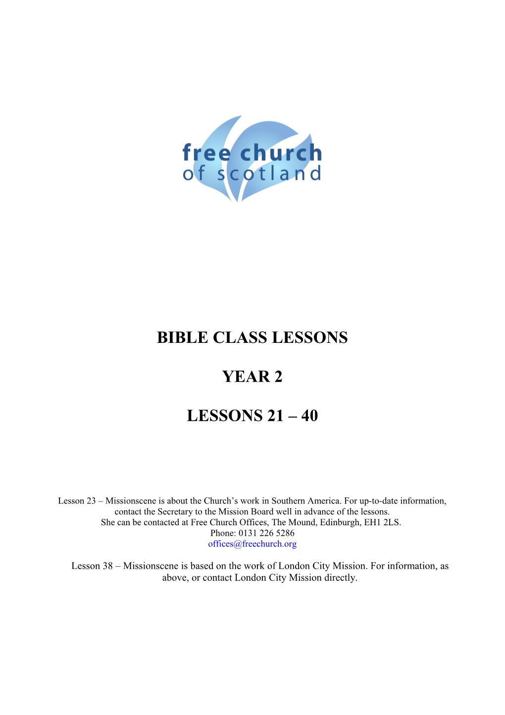 Bible Class Syllabus