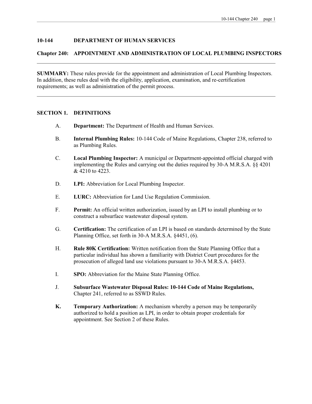 Rules for Appointment and Administration Of