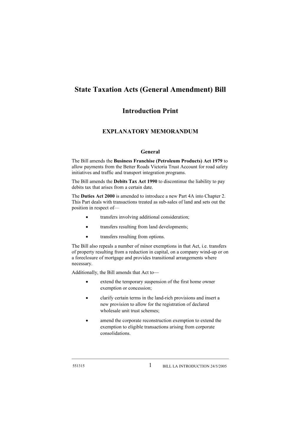 State Taxation Acts (General Amendment) Bill